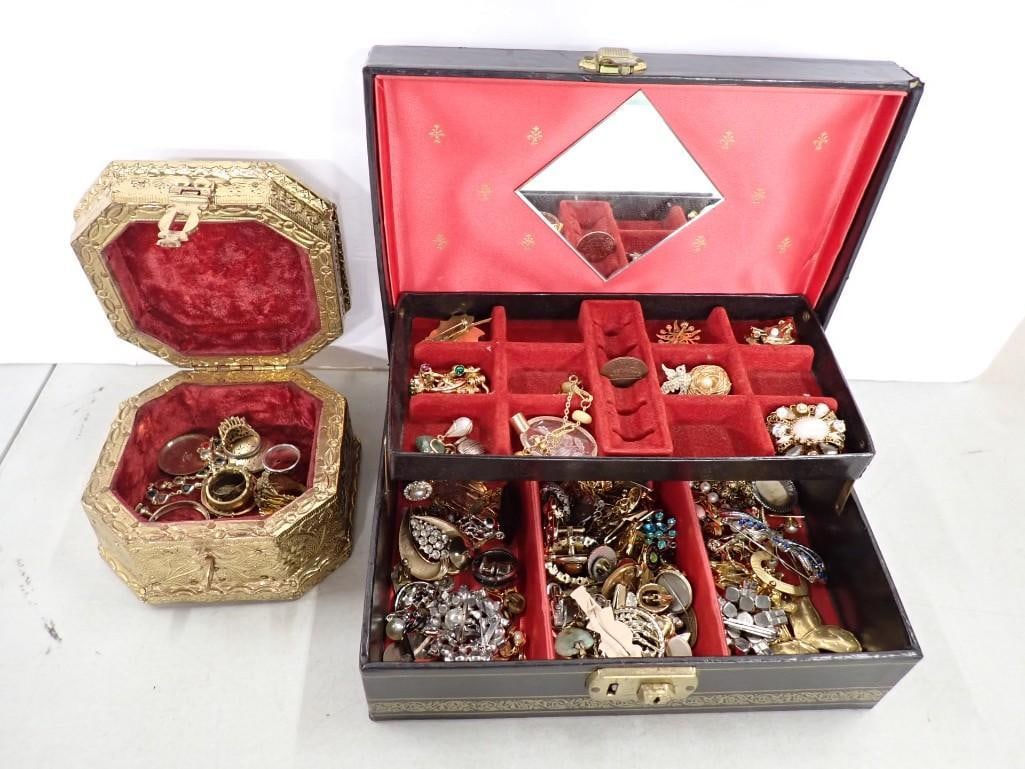 Large Lot of Assorted Costume Jewelry and two Jewelry Boxes (1 of 17)