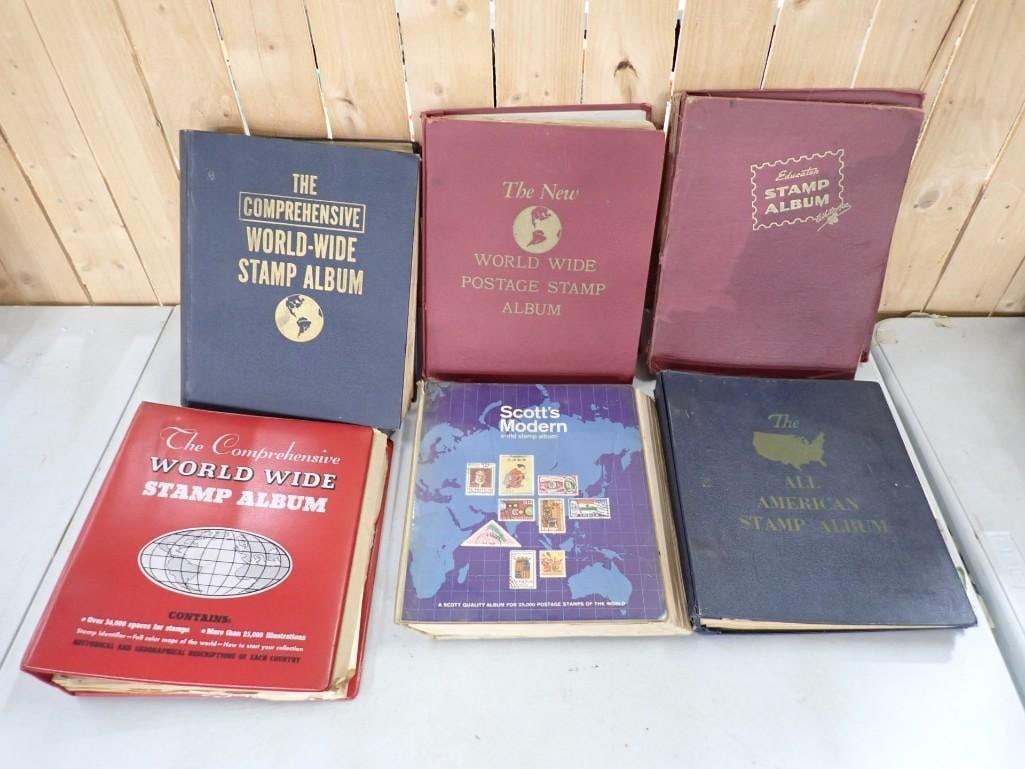 Lot of Vintage Stamp Books with some stamps: Lot of Vintage Stamp Books with some stamps All pictures are considered part of the description and should be examined carefully by bidders. Live Auctioneers is now offering Live Shipping through them