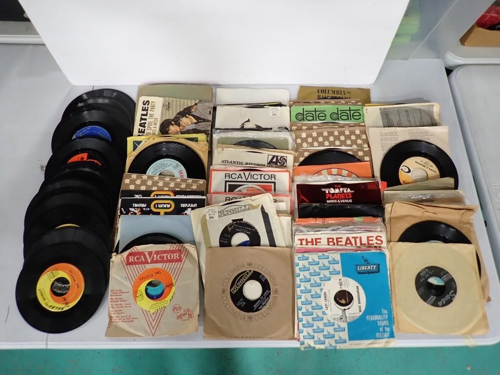 Large Lot of assorted 45 RPM Vinyl Records including many from The Beatles (1 of 11)