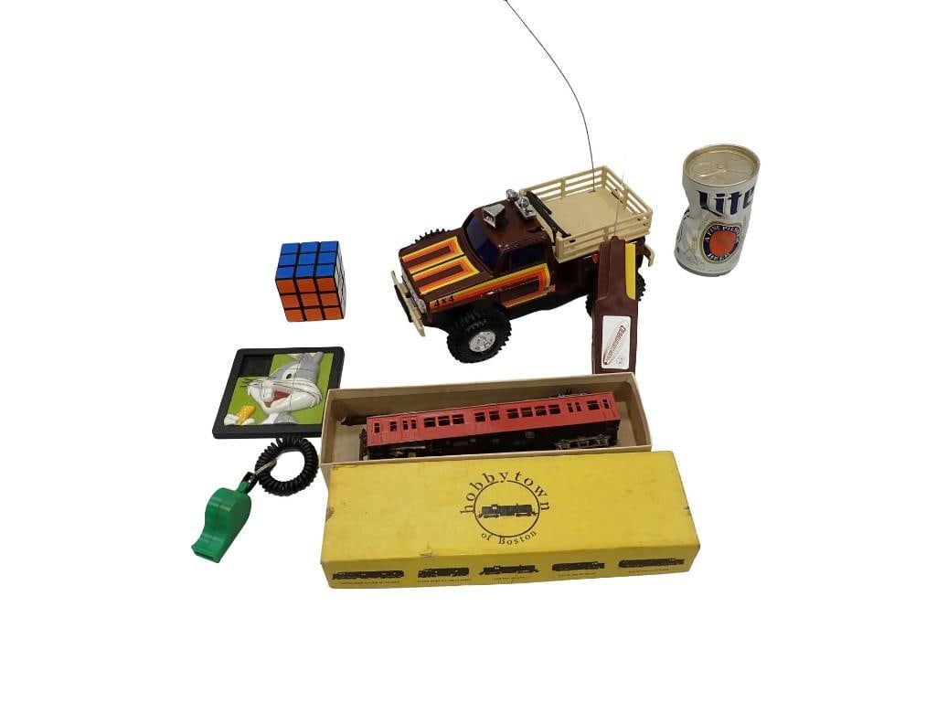 Toy Lot, etc. Including Rubik's Cube, Remote Control Truck, Bugs Bunny tile Puzzle, Hobbytown Train, (1 of 9)