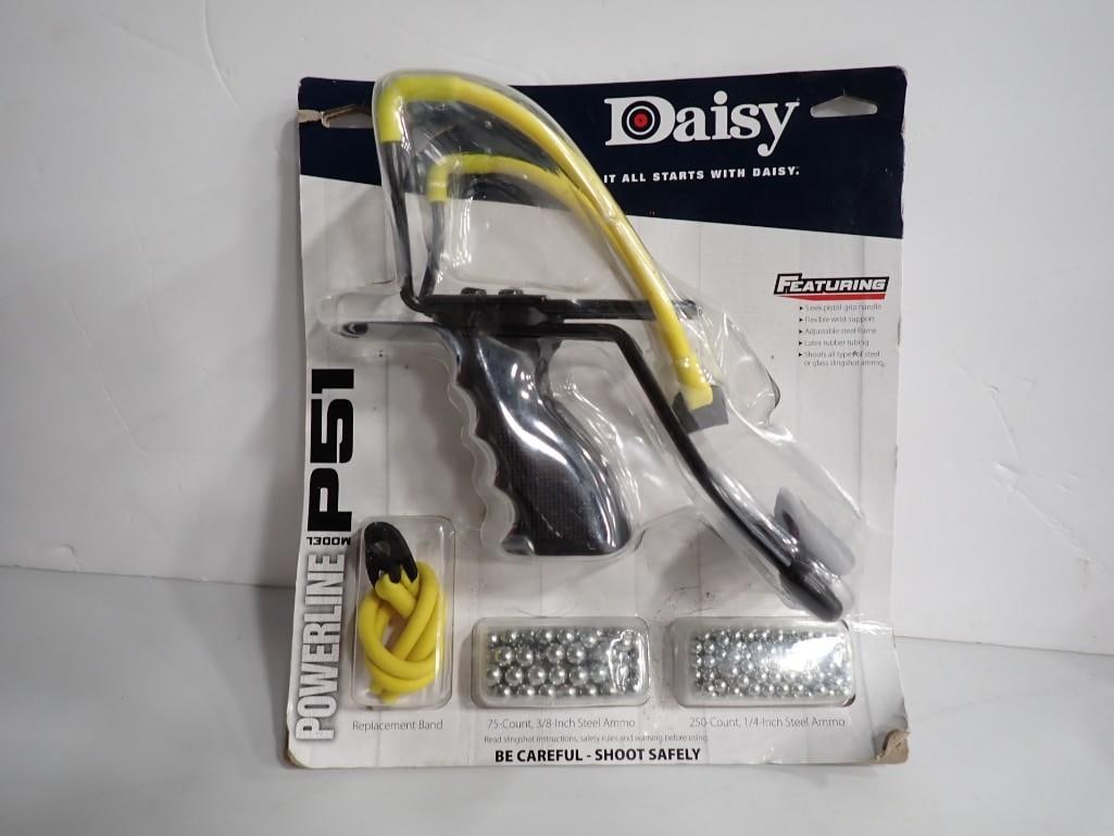 Daisy New in Package Slingshot with steel ammo: Daisy New in Package Slingshot with steel ammo All pictures are considered part of the description and should be examined carefully by bidders. Live Auctioneers is now offering Live Shipping through t