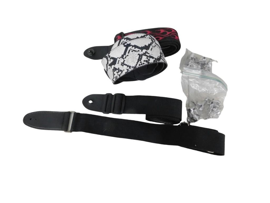 Guitar Accessories including 4 Straps, 2 sets of tuners - all in nice shape: Guitar Accessories including 4 Straps, 2 sets of tuners - all in nice shape All pictures are considered part of the description and should be examined carefully by bidders. Live Auctioneers is now off