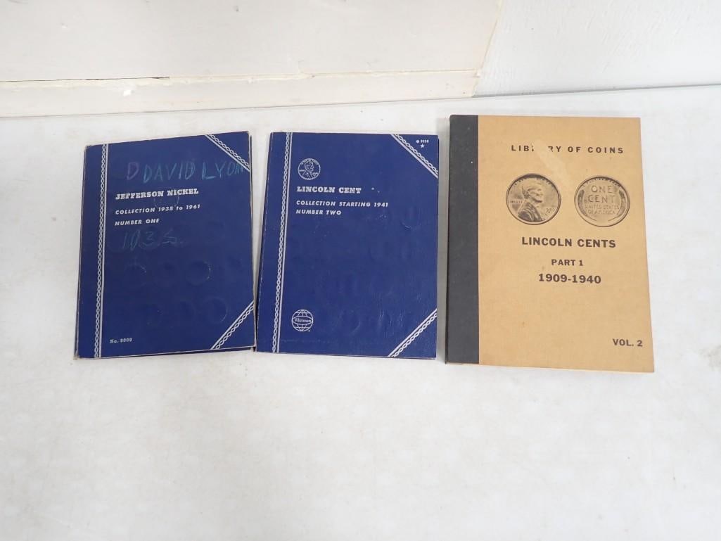 Vintage Coin Lot - Books with Jefferson Nickels, Lincoln Pennies including Wheat (1 of 9)
