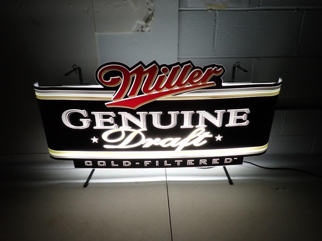 Miller Genuine Draft Lighted Beer Lighted Bar Sign Works: Miller Genuine Draft Lighted Beer Lighted Bar Sign Works All pictures are considered part of the description and should be examined carefully by bidders. Live Auctioneers is now offering Live Shipping