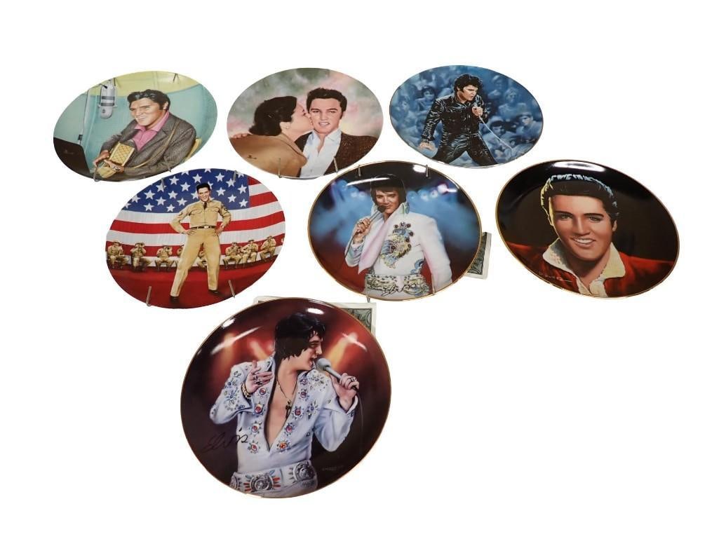 7 Elvis Presley Plates: 7 Elvis Presley Plates All pictures are considered part of the description and should be examined carefully by bidders. Live Auctioneers is now offering Live Shipping through them. This is an optional