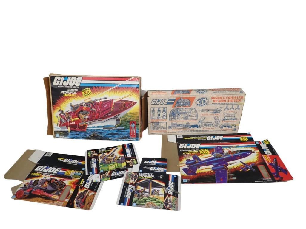 Vintage GI Joe Original Boxes - no toys - including Missile Command Headquarters, Hydrofoil, Stun: Vintage GI Joe Original Boxes - no toys - including Missile Command Headquarters, Hydrofoil, Stun, etc. All pictures are considered part of the description and should be examined carefully by bidders.