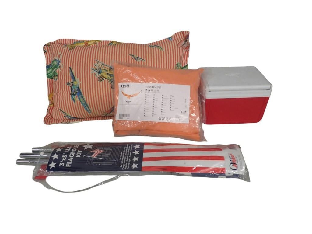 3x5 Flagpole Kit, Coleman Cooler, Airplane Pillow, Ikea Hammock (1 of 8)