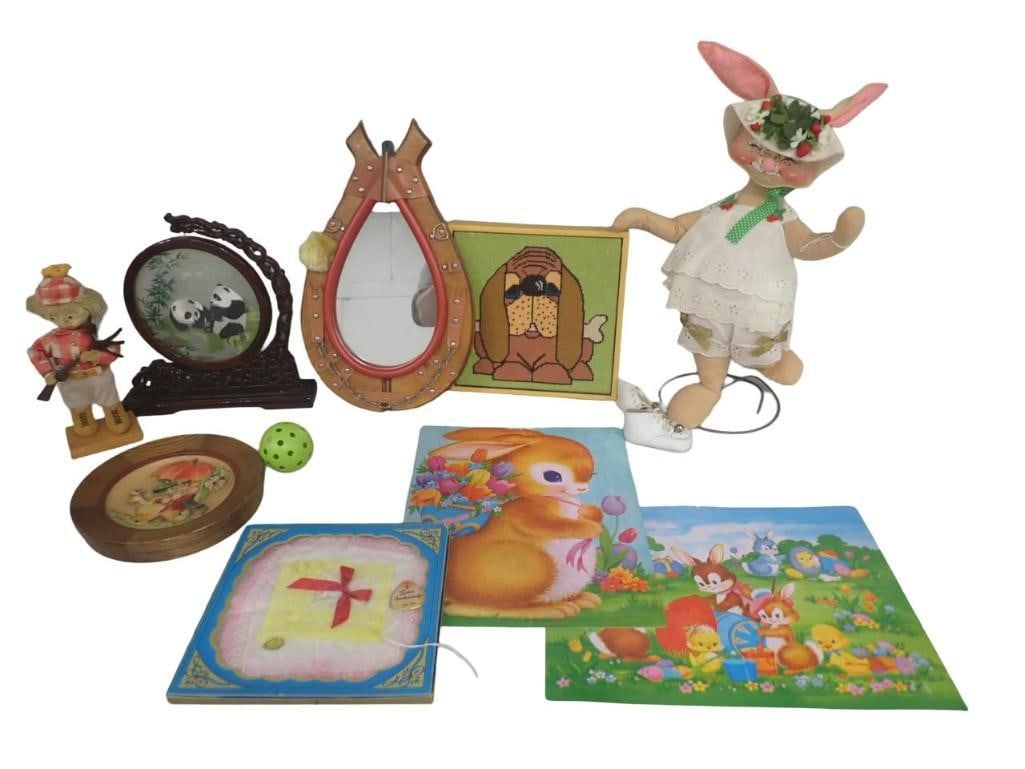 Annalee Easter Parade Girl Bunny, Panda Bear Picture, Easter Bunnies, Dog Needlepoint, Horse Collar: Annalee Easter Parade Girl Bunny, Panda Bear Picture, Easter Bunnies, Dog Needlepoint, Horse Collar Mirror, etc. All pictures are considered part of the description and should be examined carefully by