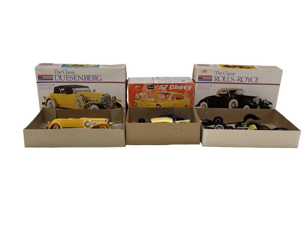 Model Car Kits including Monogram Duesenberg, Revell '57 Chevy, Classic Rolls-Royce (1 of 8)