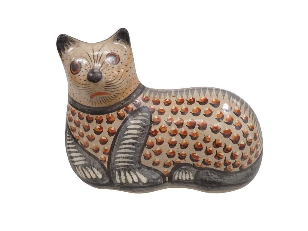Vintage Tonala Mexican Folk Art Pottery Cat Sculpture: Vintage Tonala Mexican Folk Art Pottery Cat Sculpture All pictures are considered part of the description and should be examined carefully by bidders. Live Auctioneers is now offering Live Shipping th