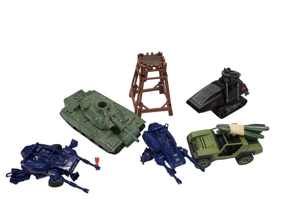 Vintage Military Toy Lot including GI Joe Mobat Tank: Vintage Military Toy Lot including GI Joe Mobat Tank All pictures are considered part of the description and should be examined carefully by bidders. Live Auctioneers is now offering Live Shipping thr