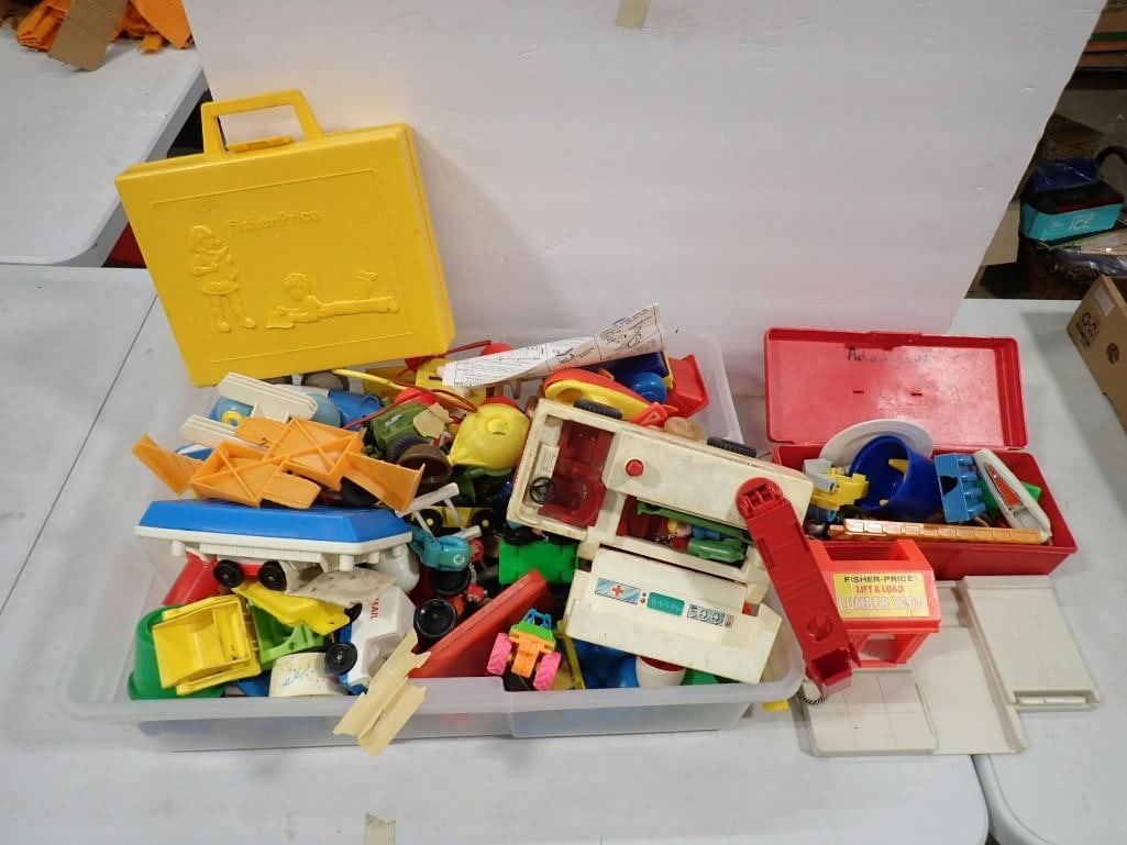 Large Lot of Fisher Price Toys including Lumber Yard, Mail Truck, GI Joe, Dr. Kit, etc.: Large Lot of Fisher Price Toys including Lumber Yard, Mail Truck, GI Joe, Doctor Kit, etc. Comes with everything as shown All pictures are considered part of the description and should be examined car