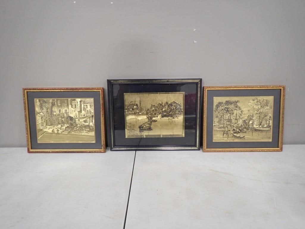 Lot of 3 Framed Lionel Barrymore Foil Prints (1 of 9)