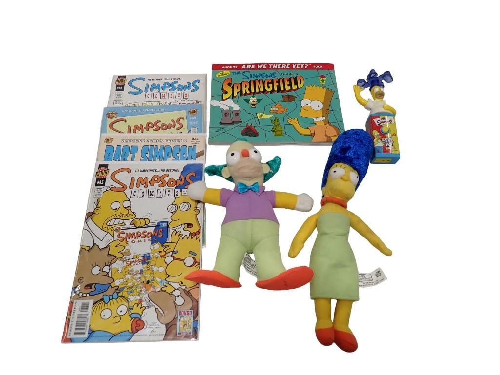 Simpsons Lot including Comic Books, Guide to Springfield Book, Spin Pop, Plush: Simpsons Lot including Comic Books, Guide to Springfield Book, Spin Pop, Plush All pictures are considered part of the description and should be examined carefully by bidders. Live Auctioneers is now 