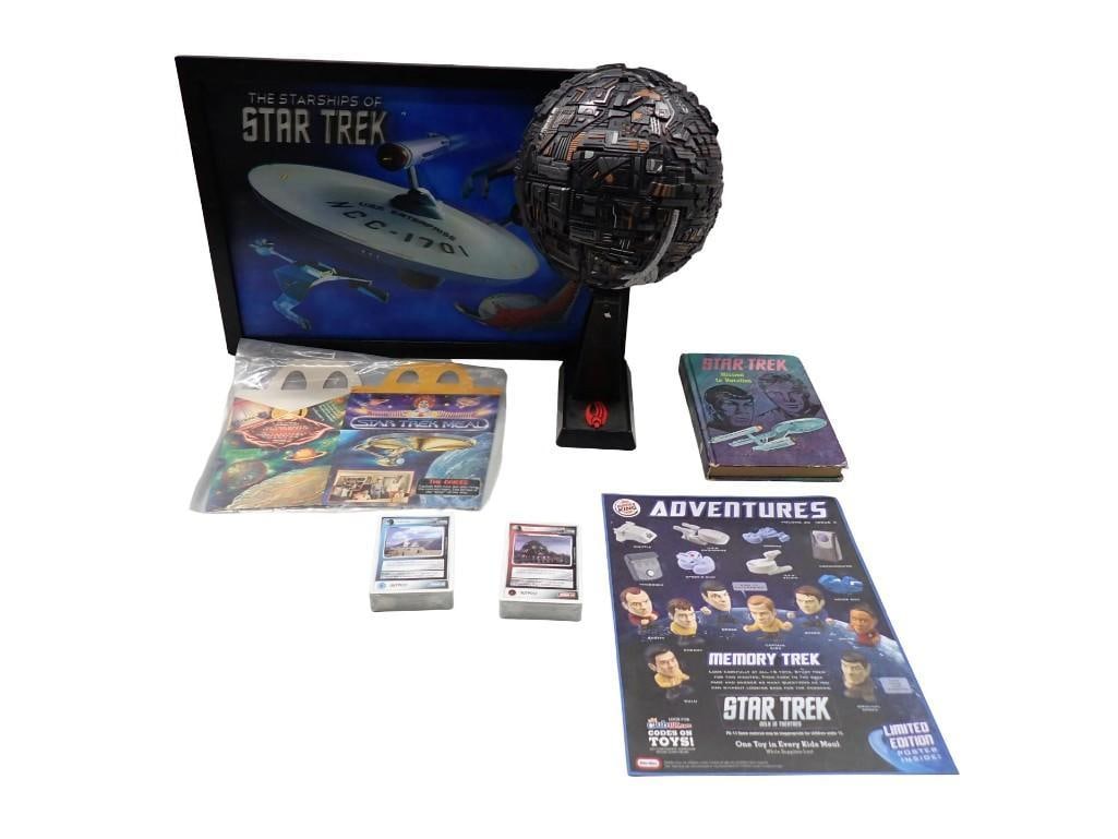 Star Trek Lot including McDonald's, Burger King, Star Ships of Star Trek Picture, First Contact Borg: Star Trek Lot including McDonald's, Burger King, Star Ships of Star Trek Picture, First Contact Borg Sphere, Book, trading Cards, etc. All pictures are considered part of the description and shoul