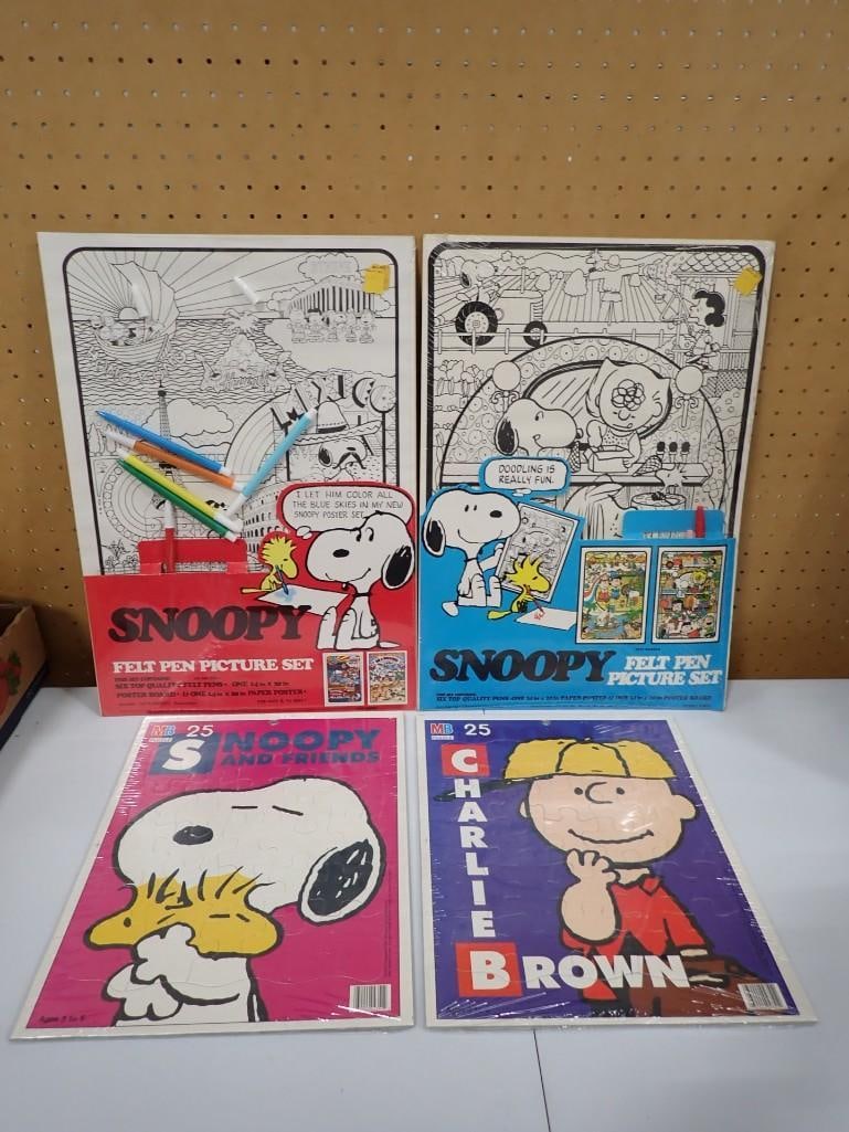 Snoopy / Peanuts lot including Felt Pen Picture sets and Two Jigsaw Puzzles: Snoopy / Peanuts lot including Felt Pen Picture sets and Two Jigsaw Puzzles All pictures are considered part of the description and should be examined carefully by bidders. Live Auctioneers is now off