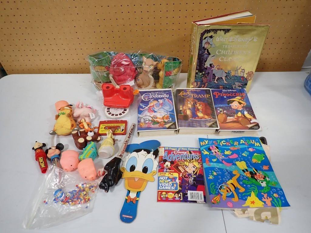 Walt Disney lot including Movies, Sticker Album, View Master, Treasury of Children's Classics,: Walt Disney lot including Movies, Sticker Album, View Master, Treasury of Children's Classics, Lion King, etc. All pictures are considered part of the description and should be examined carefully 