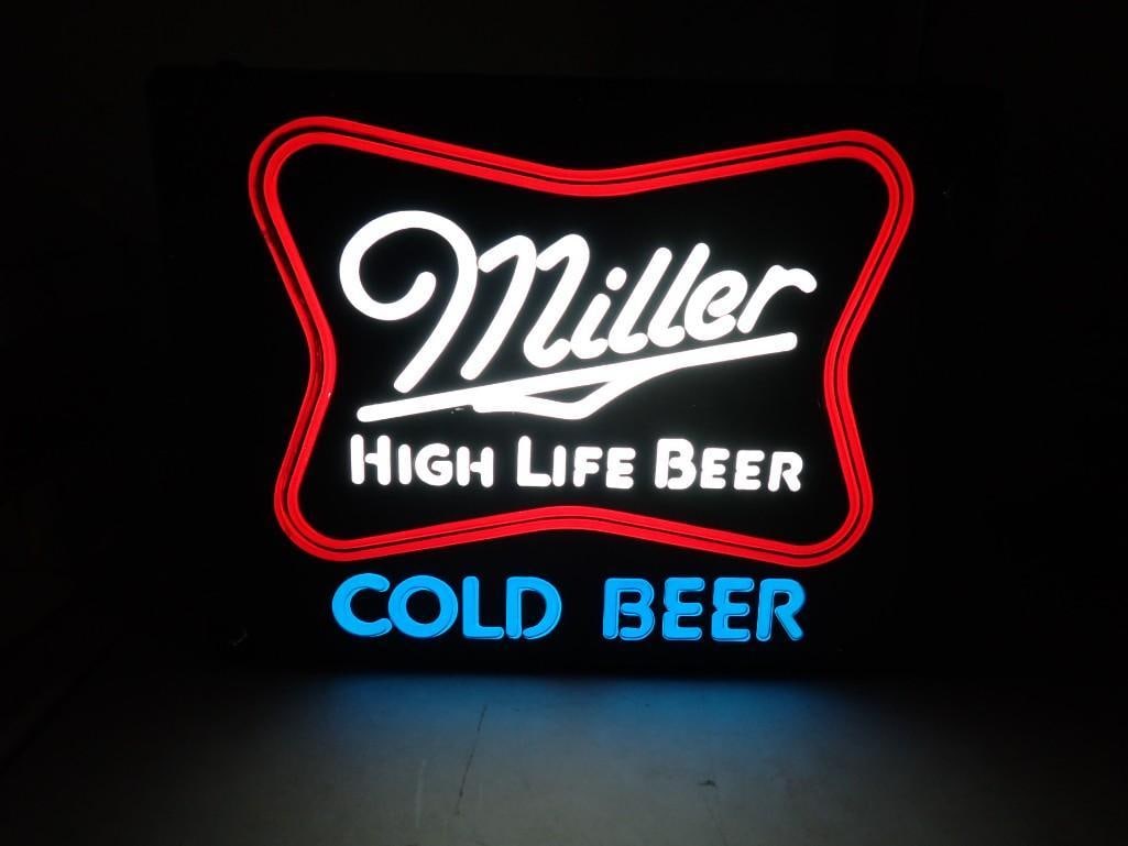 Miller High Life Light Up Cold Beer Sign - it works (1 of 17)