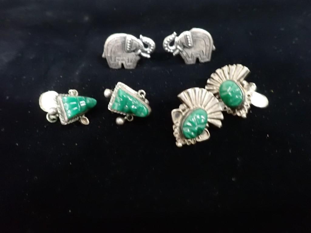 Lot of Sterling Silver Cuff Links and Metal Elephants: Lot of Sterling Silver Cuff Links and Metal Elephants All pictures are considered part of the description and should be examined carefully by bidders. Live Auctioneers is now offering Live Shipping th