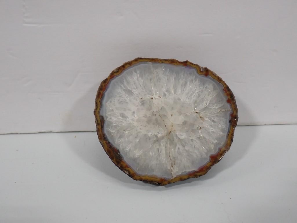 Vintage sliced, polished and split agate crystal rock geode (1 of 4)