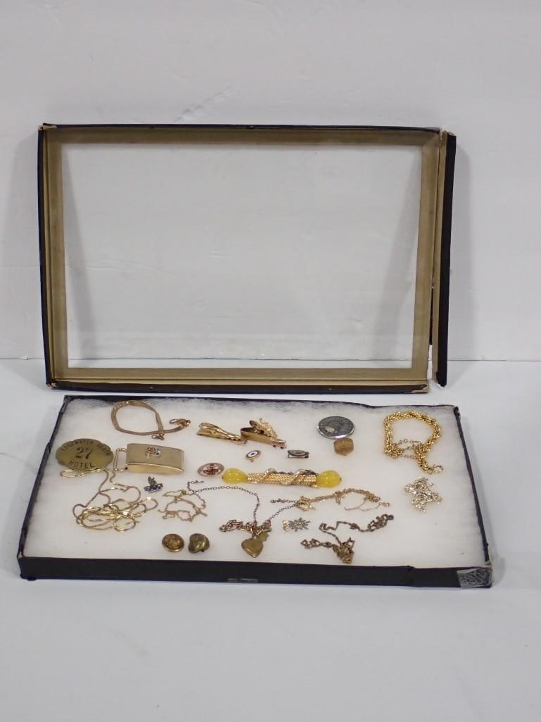 Assorted Costume Jewelry, Belt buckle, Sterling, Rhinestone Bar Brooch, etc. (1 of 10)