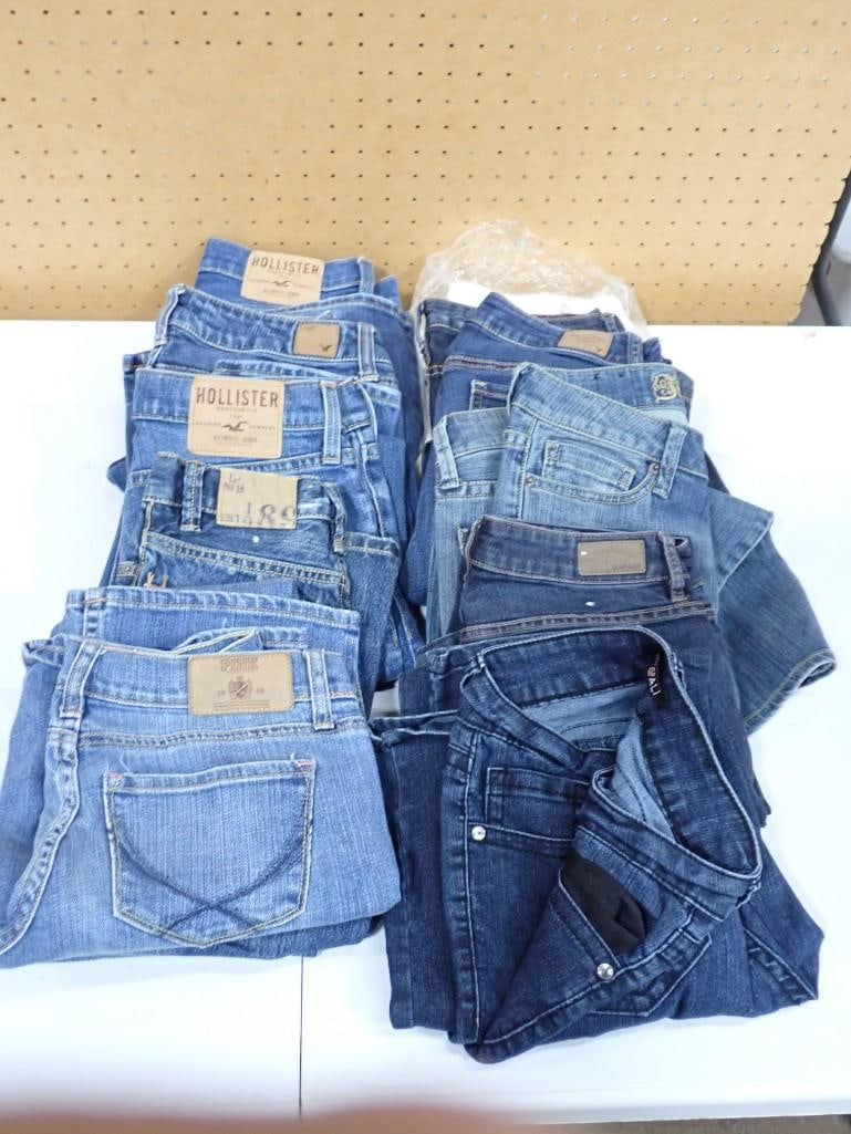 Lot of Blue Jeans including Hollister, Pink, Garage, etc.: Lot of Blue Jeans including Hollister, Pink, Garage, etc. All pictures are considered part of the description and should be examined carefully by bidders. Live Auctioneers is now offering Live Shippin
