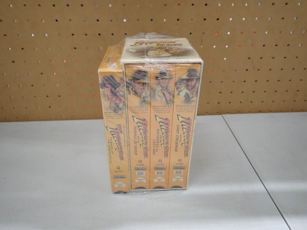 Indiana Jones Sealed Box Set: Indiana Jones Sealed Box Set All pictures are considered part of the description and should be examined carefully by bidders. Live Auctioneers is now offering Live Shipping through them. This is an op