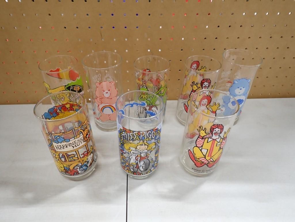 Vintage Collector Drinking Glasses including McDonald's, Care Bears, The Muppets (1 of 12)