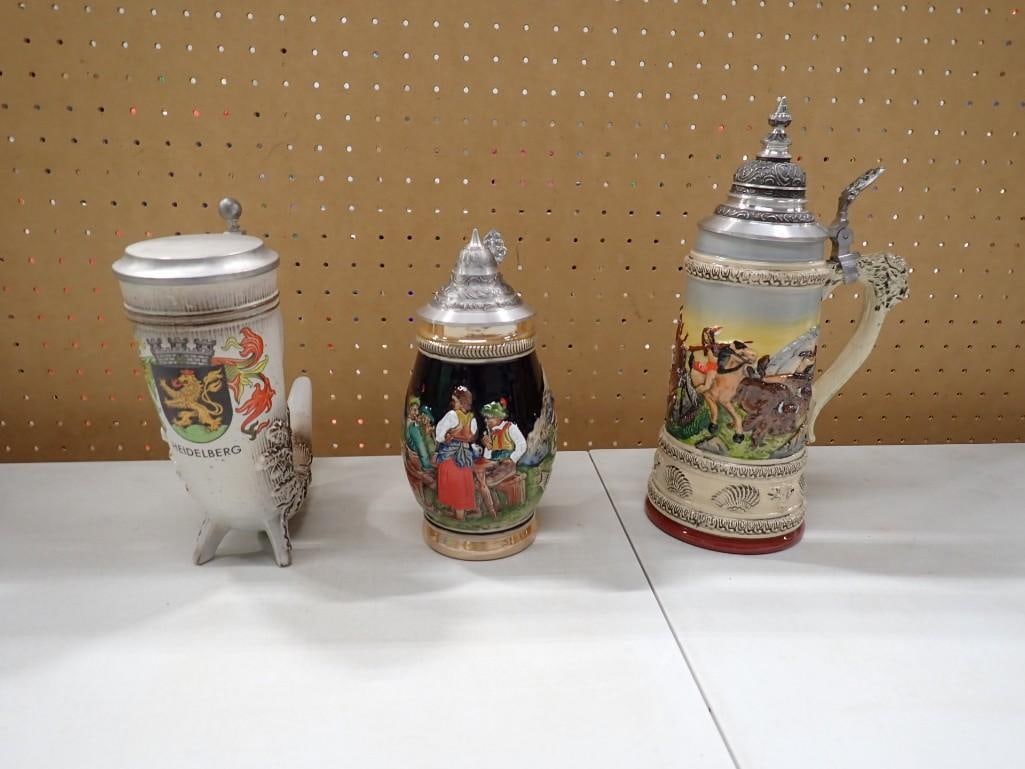 German Style Beer Horn and Two German Style Beer Steins (1 of 14)