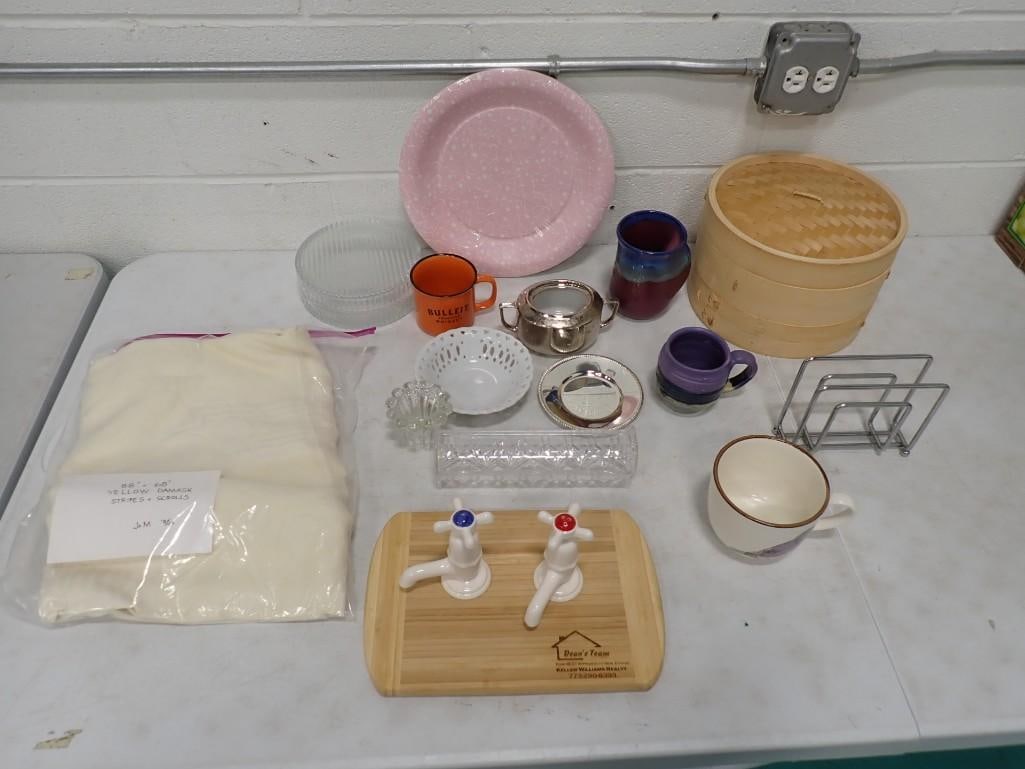 Misc Kitchen incl Pottery Mugs, Bamboo Steamer, Bowl, Napkin Holder, etc (1 of 18)