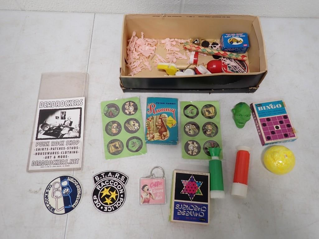 Vintage Smalls incl Peter Rabbit Rummy Game, Small Plastic Figures, Vintage Madballs Stickers, etc (1 of 10)