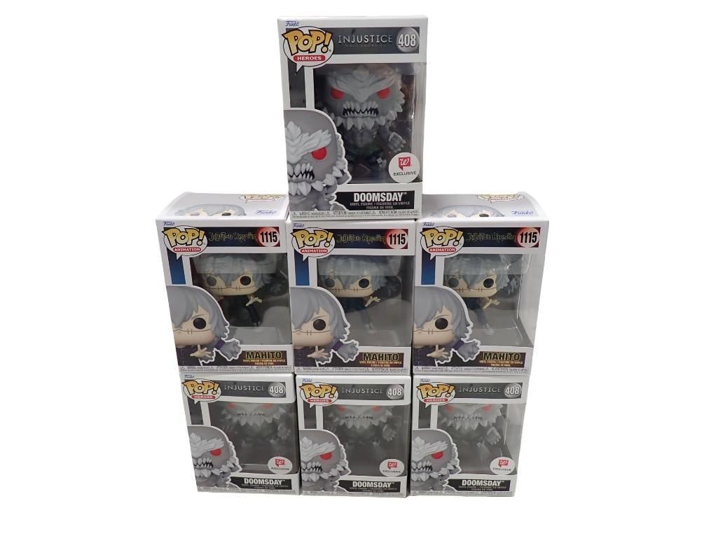 7 Funko Pop Figures New in Box incl 4 Injustice Doomsday and 3 Jujutsu Kaisen Mahito: 7 Funko Pop Figures New in Box incl 4 Injustice Doomsday and 3 Jujutsu Kaisen Mahito All pictures are considered part of the description and should be examined carefully by bidders. Live Auctioneers i