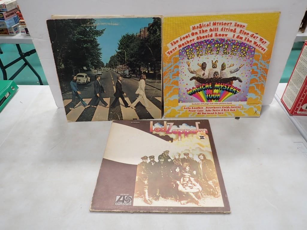 3 Vinyl Record Albums incl Led Zeppelin II, The Beatles Magical Mystery Tour, The Beatles Abbey Road (1 of 14)