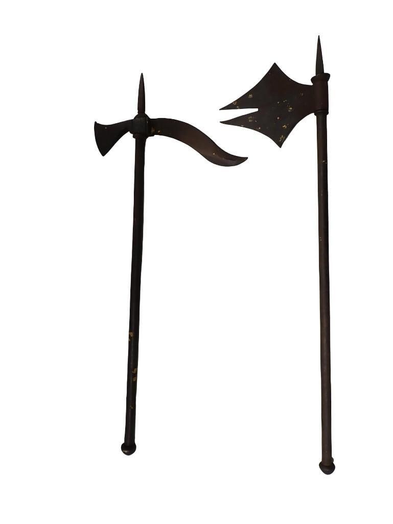2 Reproductions of Medieval Polearms Wall Hangers including lance or pike head and a halberd or exec: 2 reproductions of medieval polearms to be used as wall hangings including a lance or pike head and a halberd or executioner-style axe head All pictures are considered part of the descriptio