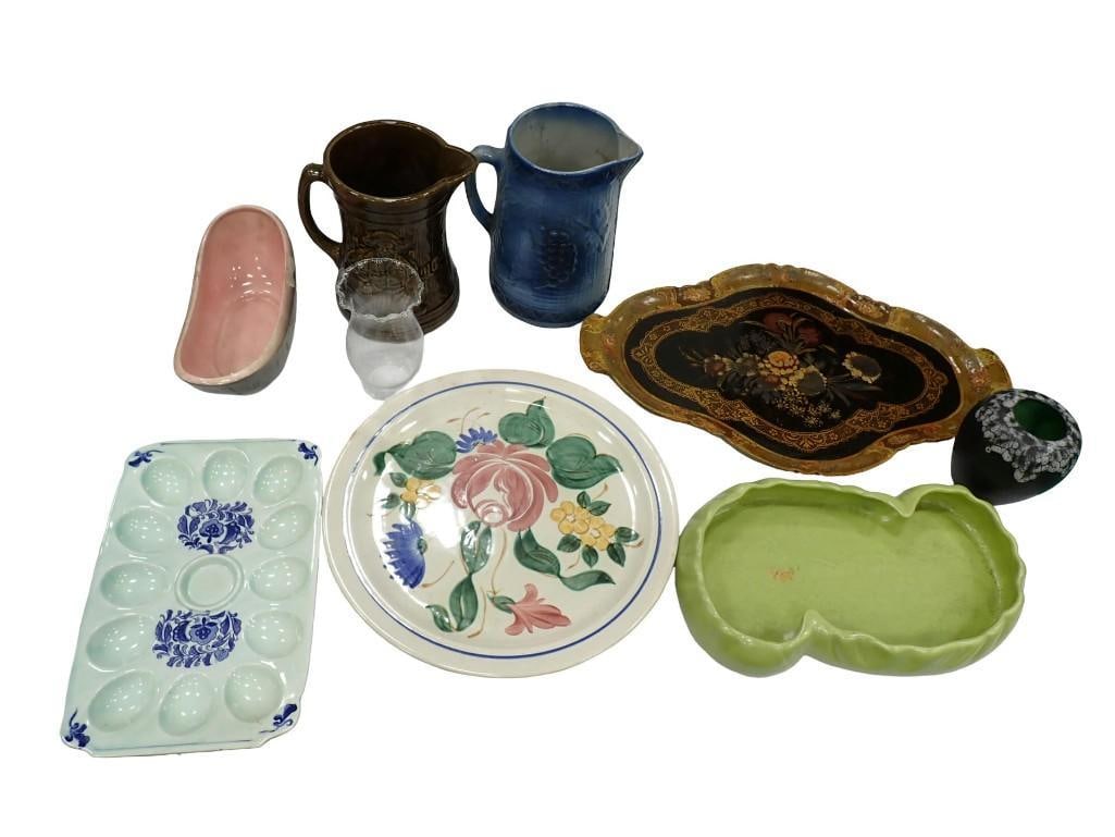 Vintage Lot including McCoy Buccaneer Pitcher, Northstar Stoneware, Redwing Plate, Egg Tray, Tolewar (1 of 20)