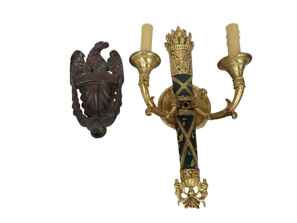 Brass Eagle Door Knocker and JVI Designs 668-05 brass torch wall sconce (1 of 7)