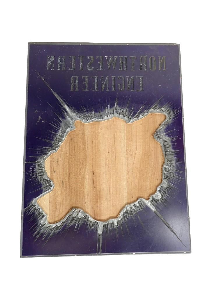 Northwestern Engineer Framed Mixed Media Art Piece: Northwestern Engineer Framed Mixed Media Art Piece - printed backwards All pictures are considered part of the description and should be examined carefully by bidders. Live Auctioneers is now offering