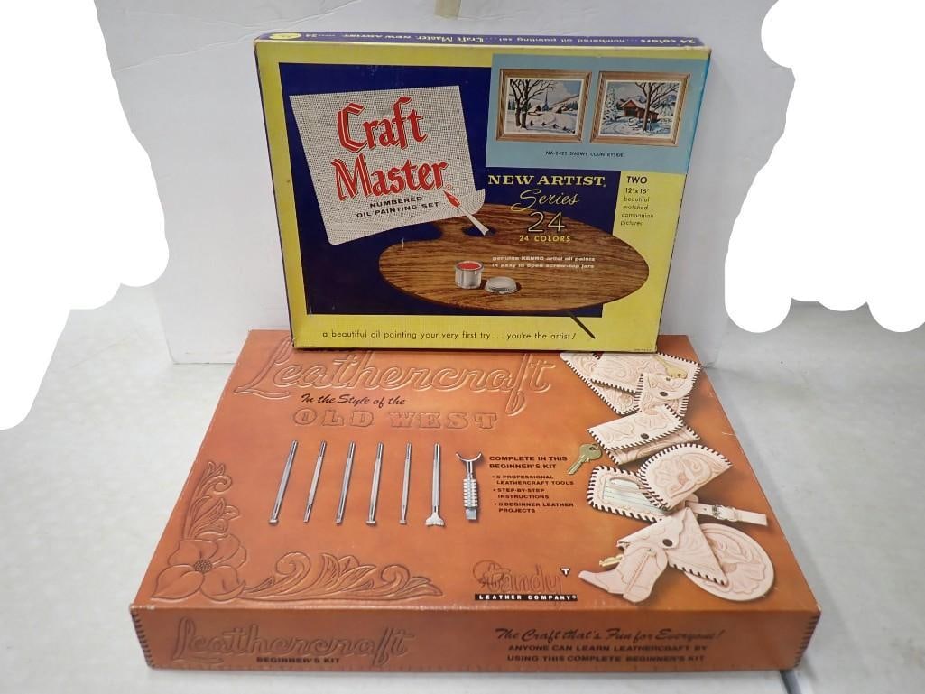 Vintage Leathercraft Old West and Craft Master Oil Painting Craft Kits: Vintage Leathercraft Old West and Craft Master Oil Painting Craft Kits - comes wtih everything as shown. All pictures are considered part of the description and should be examined carefully by bidders