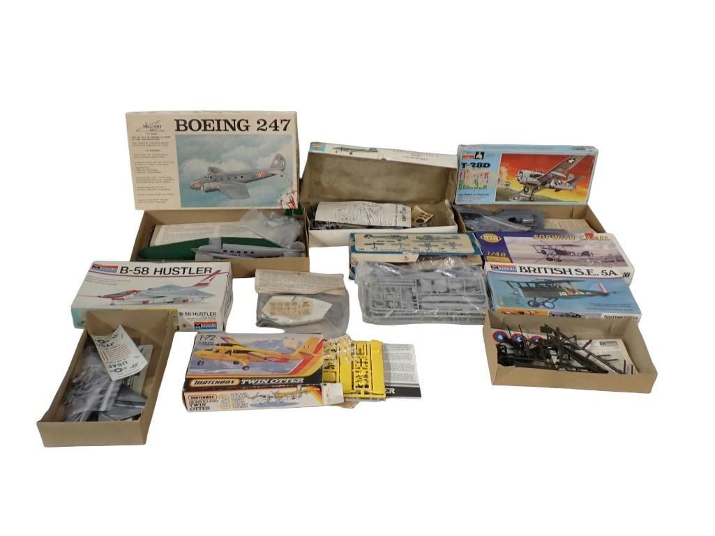 Lot of vintage Airplane Model Kids including B-58 Hustler, Matchbox Twin Otter, British S.E. 5A,: Lot of vintage Airplane Model Kids including B-58 Hustler, Matchbox Twin Otter, British S.E. 5A, Boeing 247, Martin Marauder, Monogram, Williams, etc. All pictures are considered part of the descripti