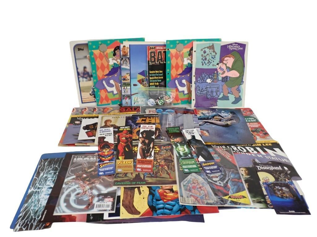 Ephemera Lot, etc. including Walt Disney, Wonder Woman, Superman, Flash, Bookmarks, Folders, Comics (1 of 11)