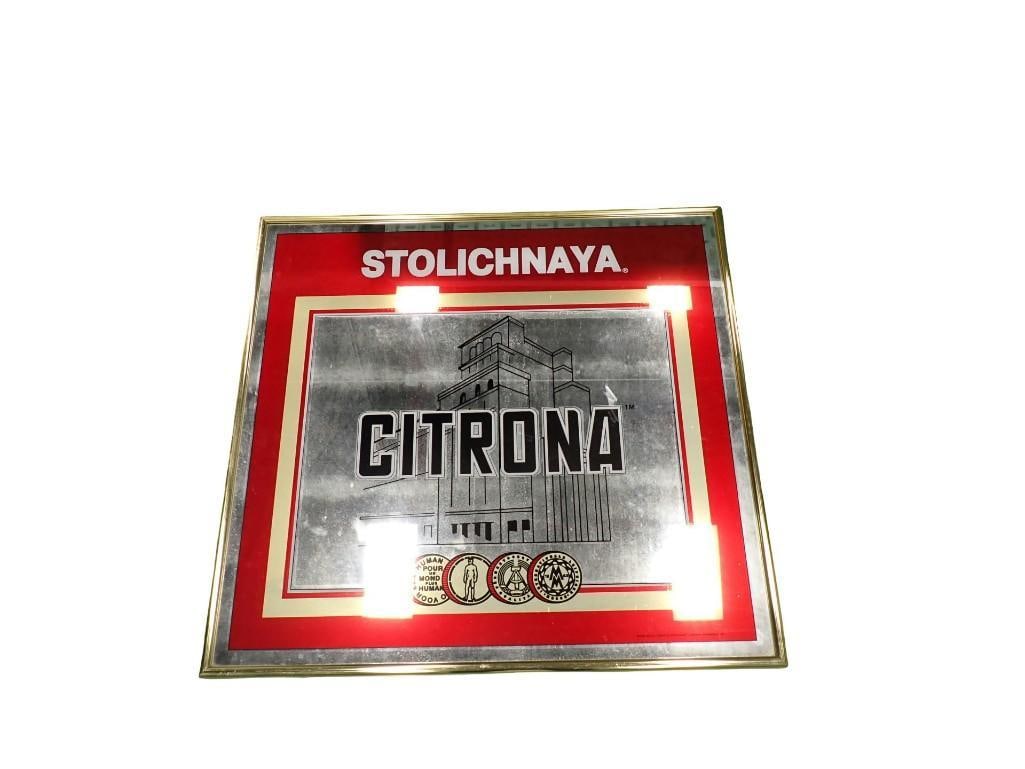 Stoli Stolichnaya Citrona Framed Bar Mirror - Measures roughly 28x30" (1 of 5)