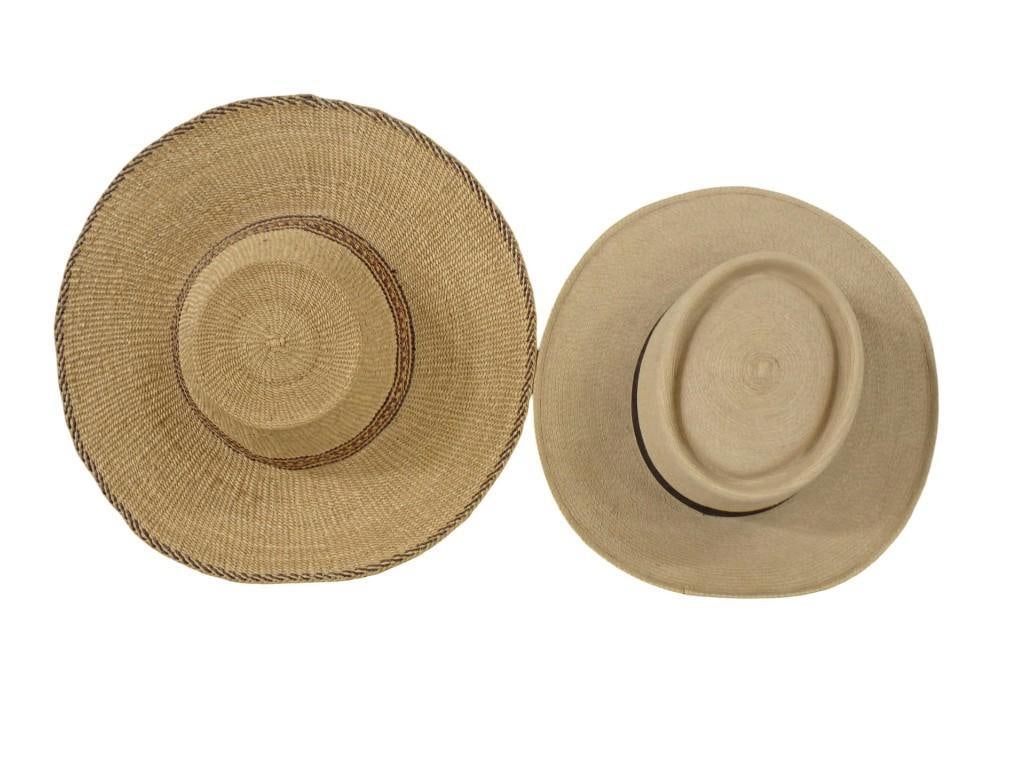 Two Hats including Handmade Bolga Hat from Ghana Wide Brim Hat made of Elephant Grass (1 of 5)