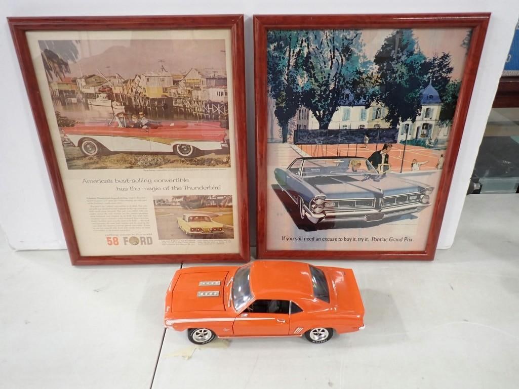 Ertl 1:18 Scale Chevy Camaro, Vintage Car Advertisements 1958 For, 1965 Pontiac: Ertl 1:18 Scale Chevy Camaro - missing a door handle, Vintage Car Advertisements 1958 For, 1965 Pontiac All pictures are considered part of the description and should be examined carefully by bidders.
