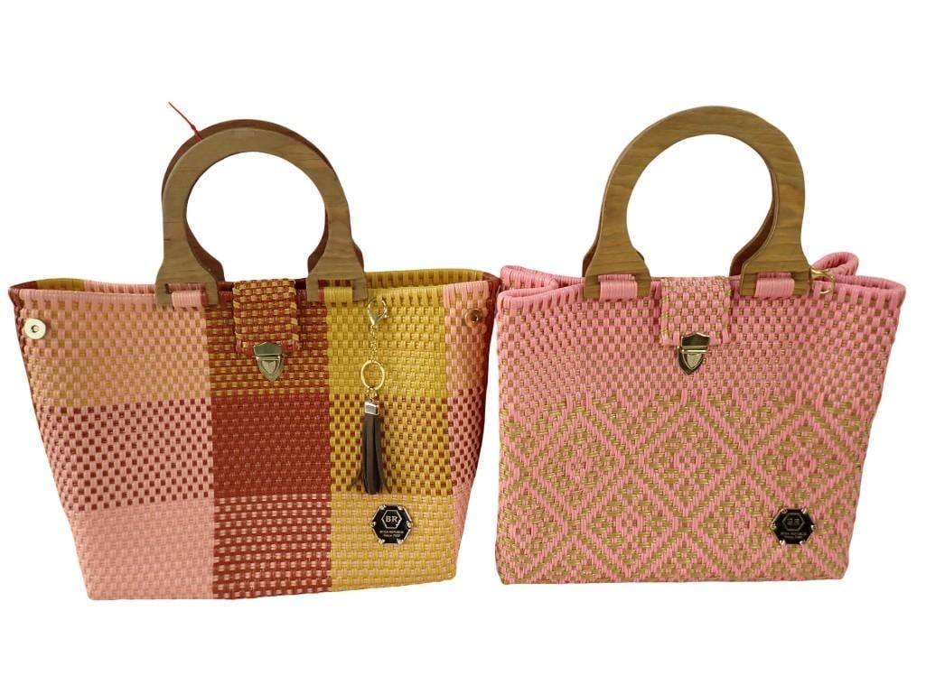 Two Boca Republic hand woven plastic tote beach bags (1 of 9)