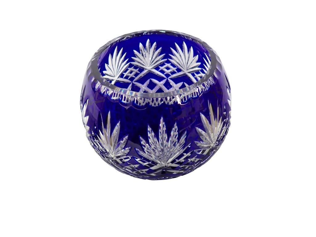 Czech Bohemian Style Cobalt Blue Cut to Clear Crystal Bowl Vase: Czech Bohemian Style Cobalt Blue Cut to Clear Crystal Bowl Vase All pictures are considered part of the description and should be examined carefully by bidders. Live Auctioneers is now offering Live S
