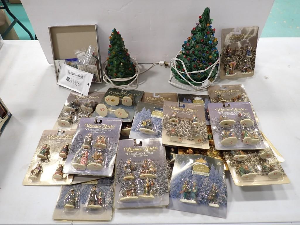 2 Vintage Ceramic Lighted Christmas Trees and Assorted Windham Heights and Cobblestone Corners (1 of 12)