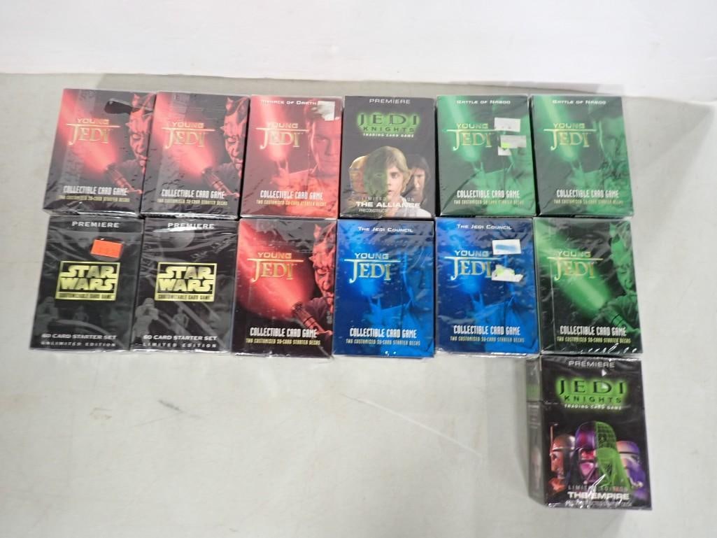 Star Wars Collector Card Game Sets including Jedi Knights, Young Jedi, Premiere, etc.: Star Wars Collector Card Game Sets including Jedi Knights, Young Jedi, Premiere, etc. All pictures are considered part of the description and should be examined carefully by bidders. Live Auctioneers 