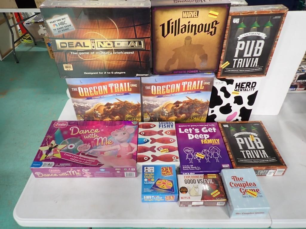 Board Game Lot including Deal or No Deal, Oregon Trail, Marvel Villainous, Pub Trivia, Sounds Fishy (1 of 13)