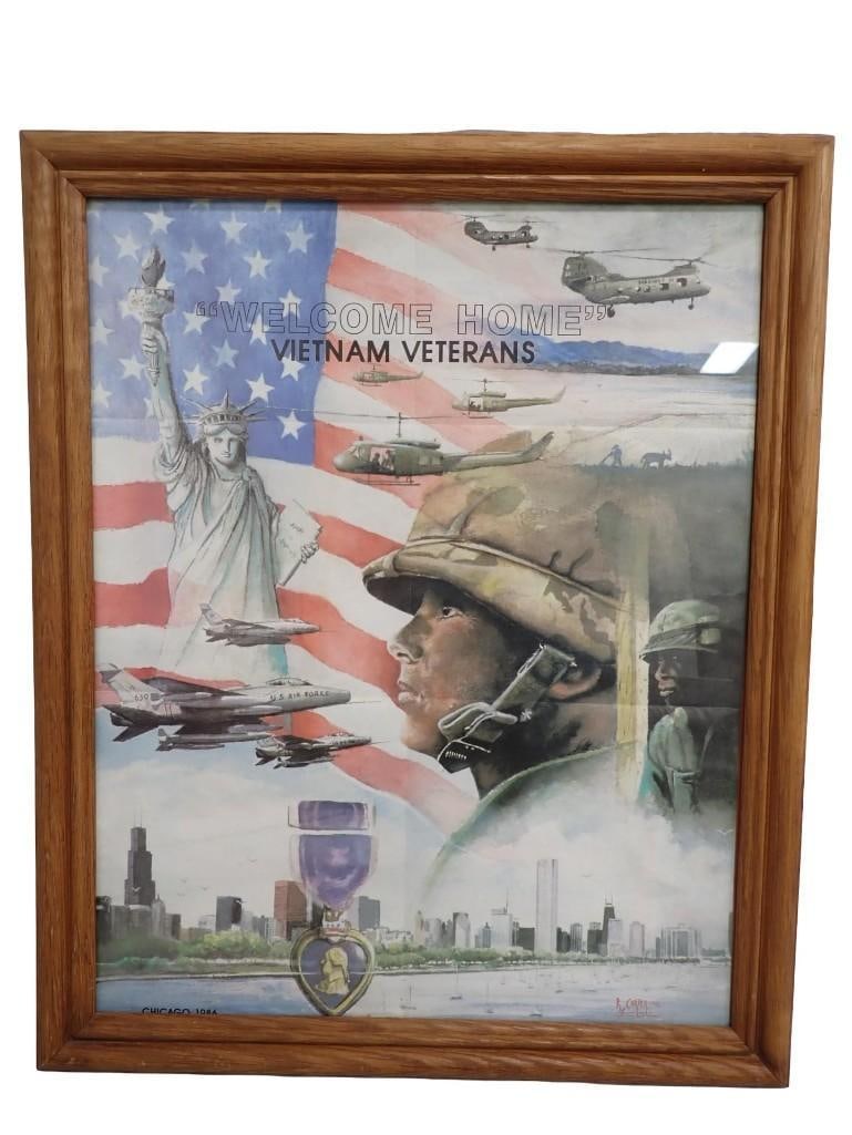 Framed Vietnam "Welcome Home Vietnam Veterans" Purple Heart Poster (1 of 8)