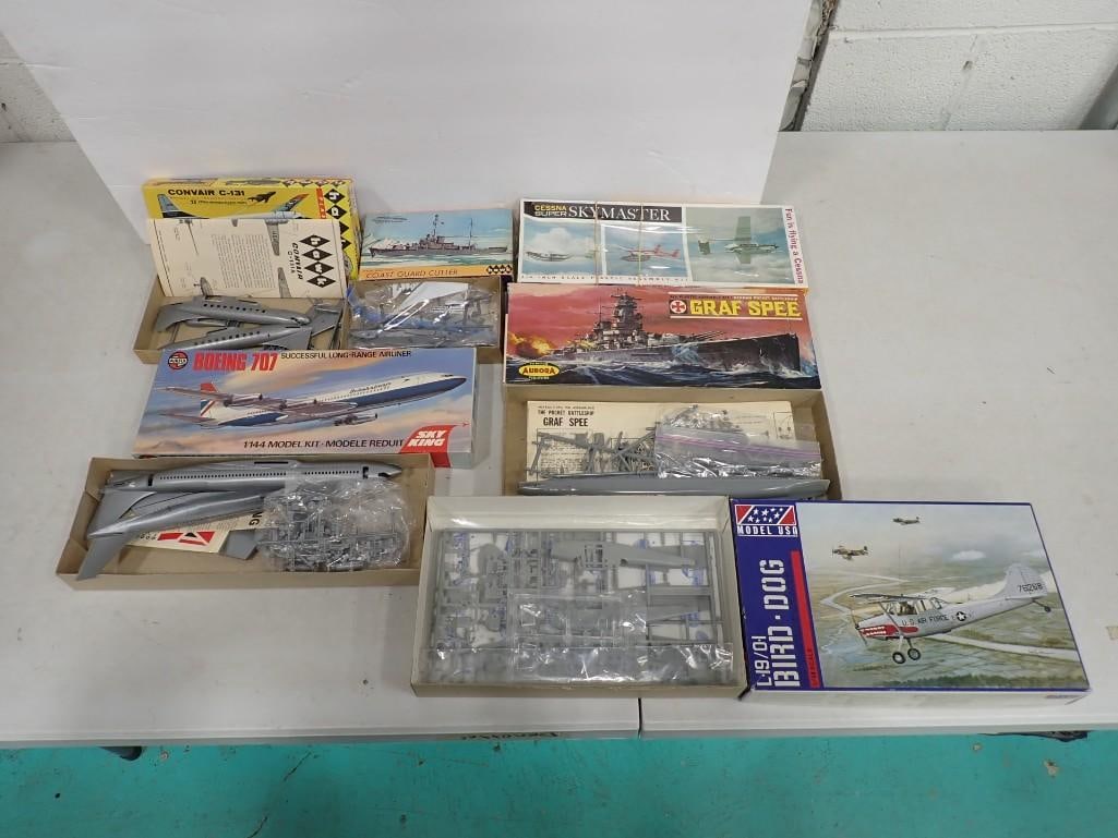 Lot of 6 Model Kits incl Graf Spee, Cessna Super Skymaster, Boeing 707 1/144 Model Kit, (1 of 11)